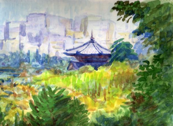 上野公園(水彩画 ) 上野公園 奏楽堂